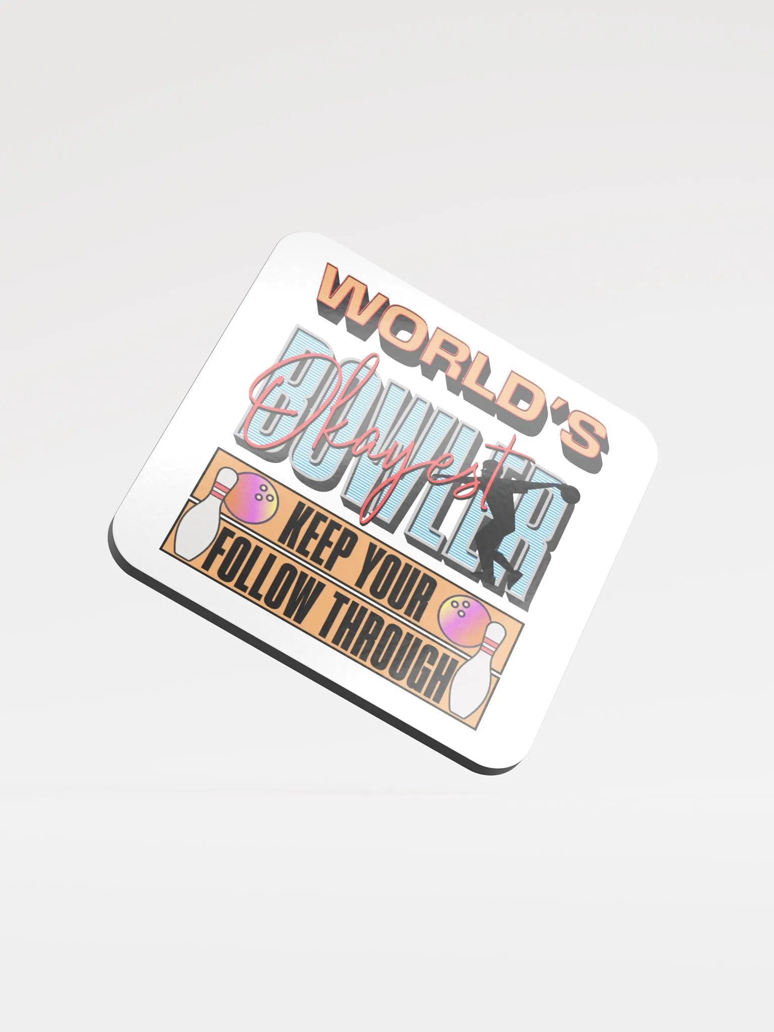 World's Okayest Bowler Cork Coaster product image (2)