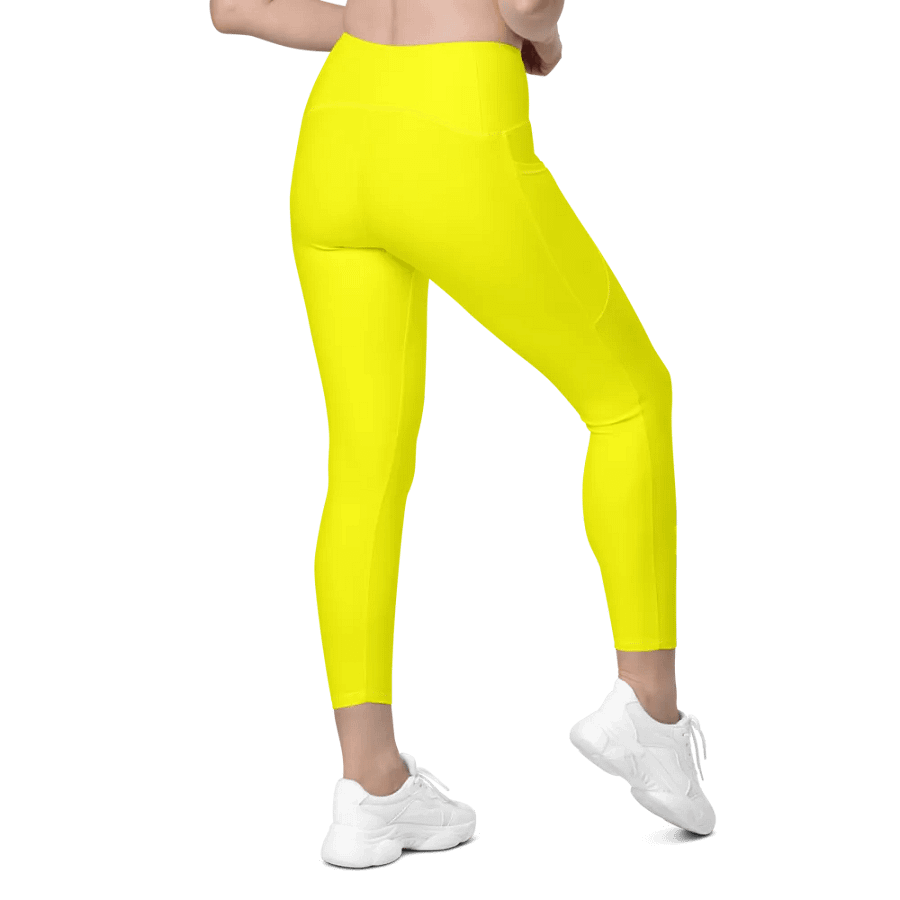 Plain Color Yellow Leggings with Pockets product image (9)