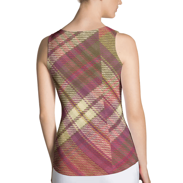 ALL-OVER PRINT RED YELLOW AND GREEN CHECKERED PATTERN VINTAGE CHECKERED WOMEN'S TANK TOP product image (2)