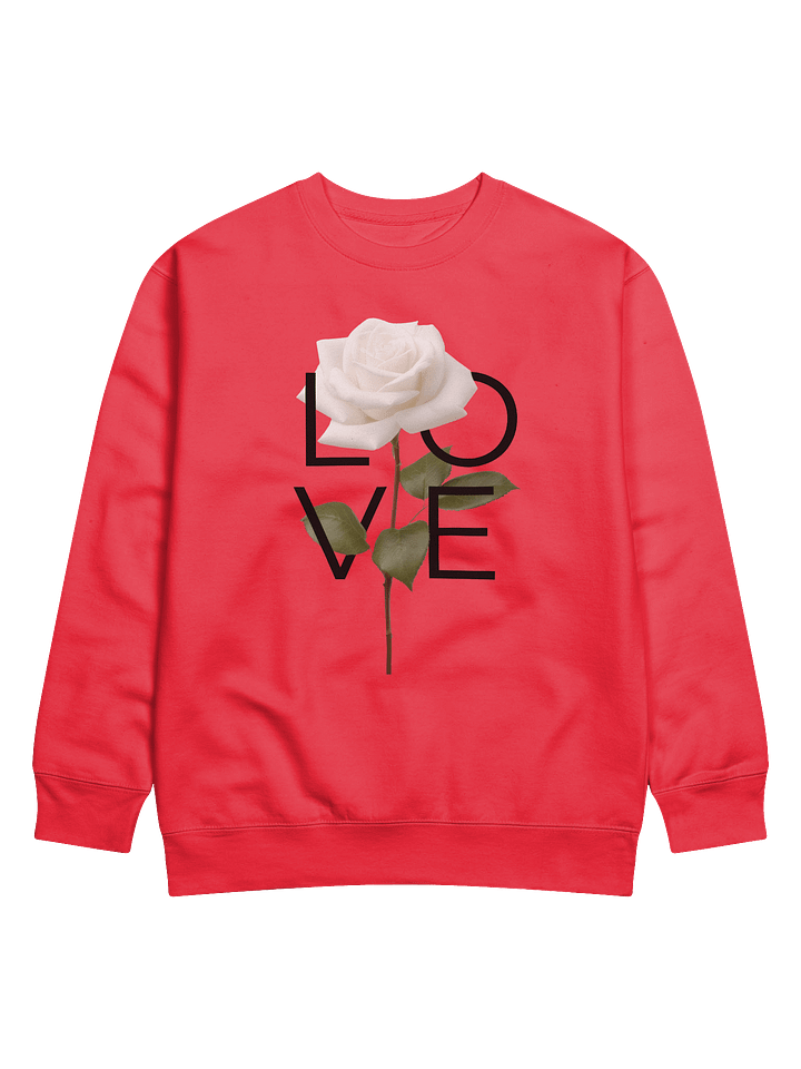 LOVE Rose Sweatshirt | 100% Cotton Heavyweight | White Rose Minimalist Design | Unisex Sizing | Cozy & Stylish Loungewear product image (1)