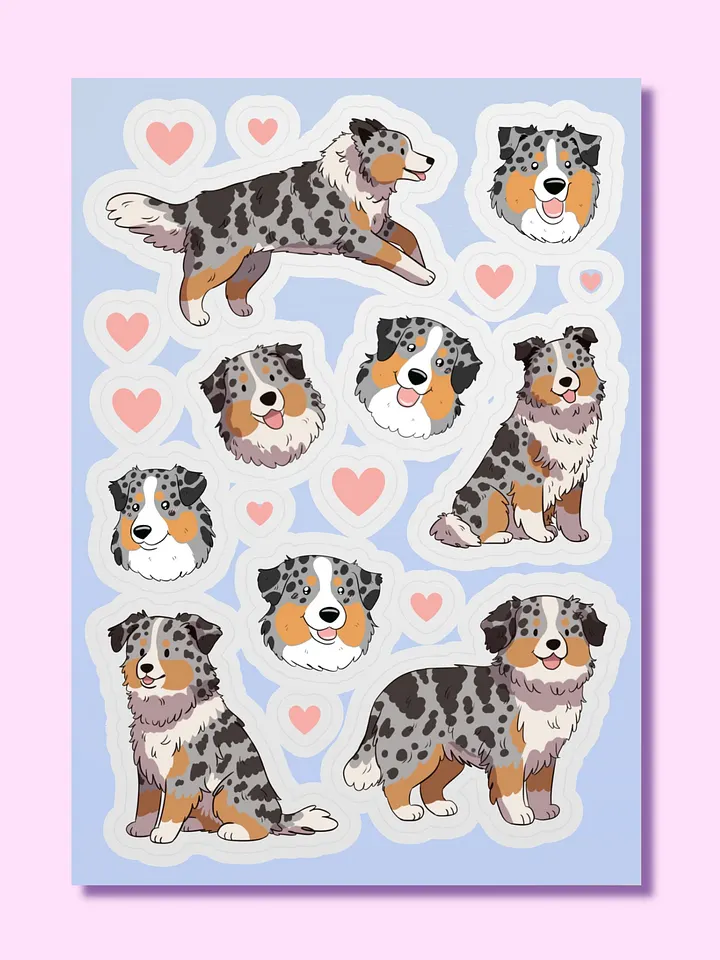 Australian Shepherd Love Sticker Sheet product image (1)