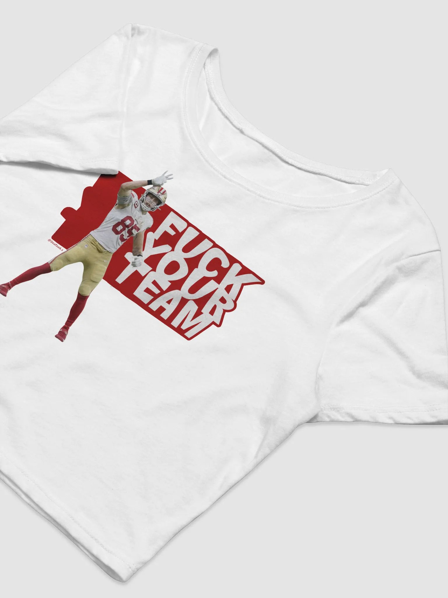 San Francisco Football 49ers Kittle First Down FYT Gameday Women’s Crop Top Tee Shirt product image (5)
