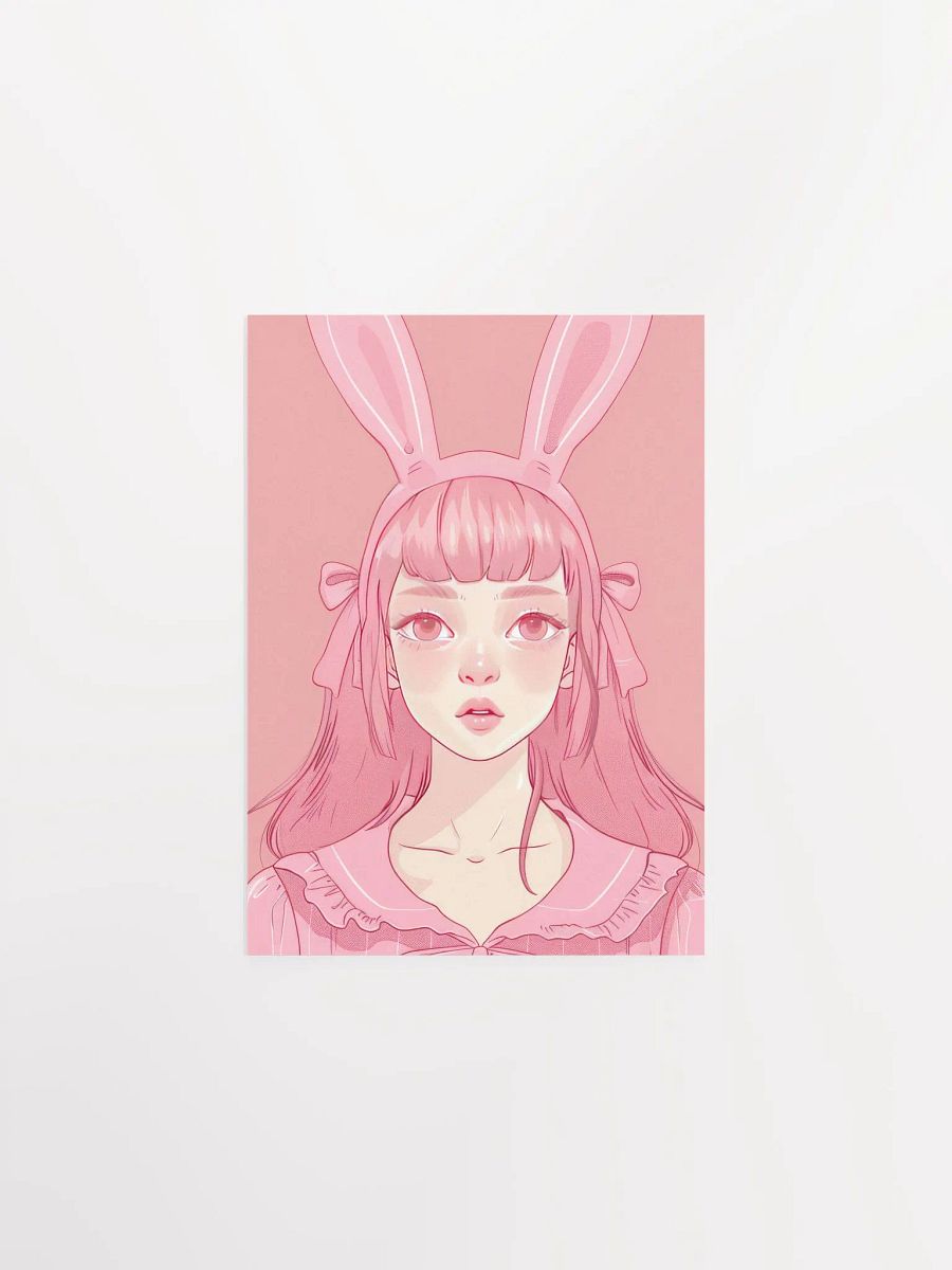 Pink Rabbit Girl Coquette Art Print product image (26)