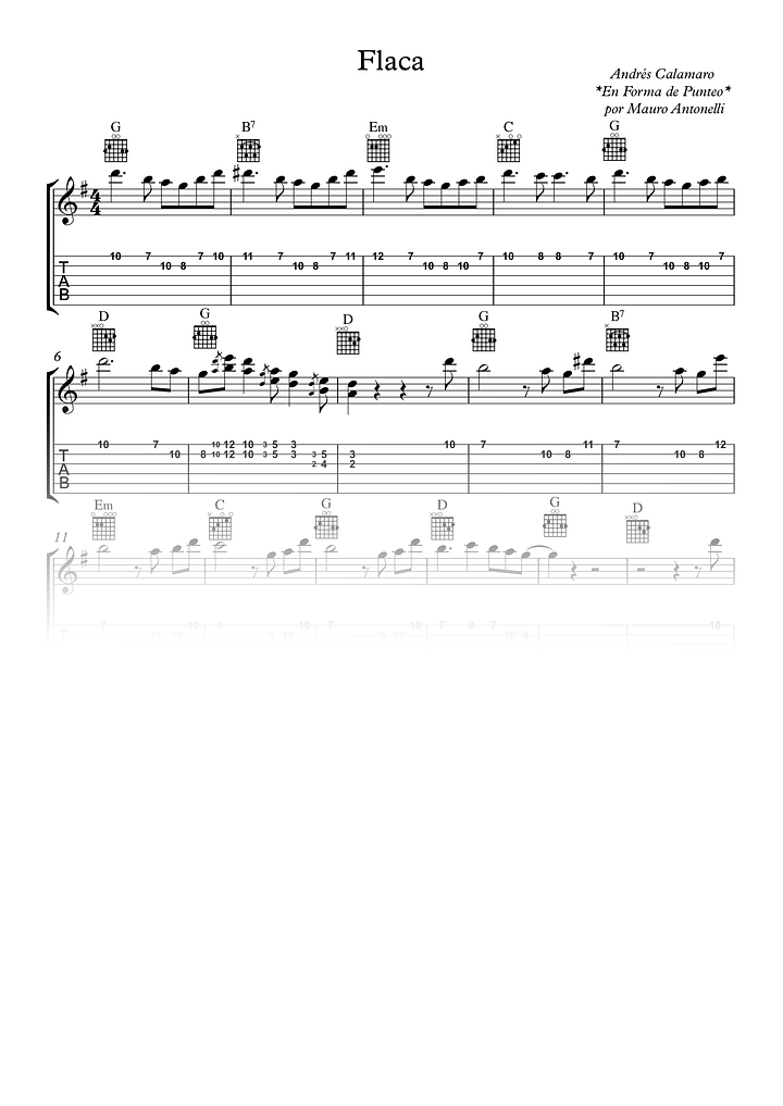 Flaca - Partitura + Tab + Acordes + Pista product image (1)