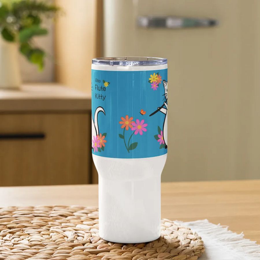 Flute Kitty Travel Mug w handle - Alto Flute product image (9)