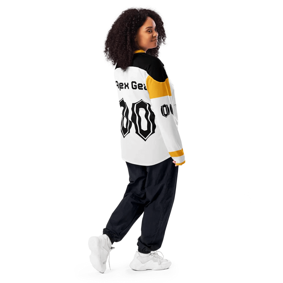 Recycled Hockey Fan Jersey - White - Black HApex Gear Black Logo product image (12)