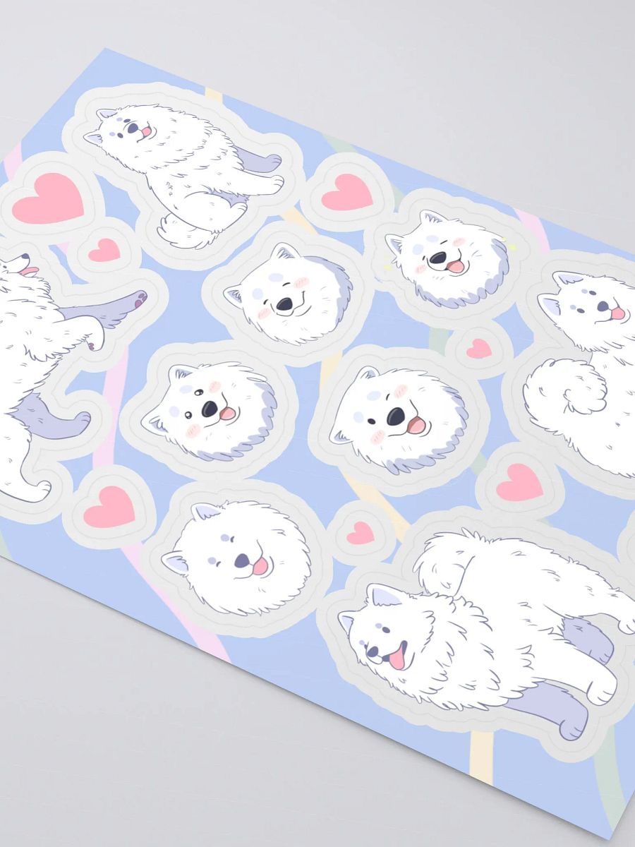 Fluffy Samoyed Love Sticker Sheet product image (3)