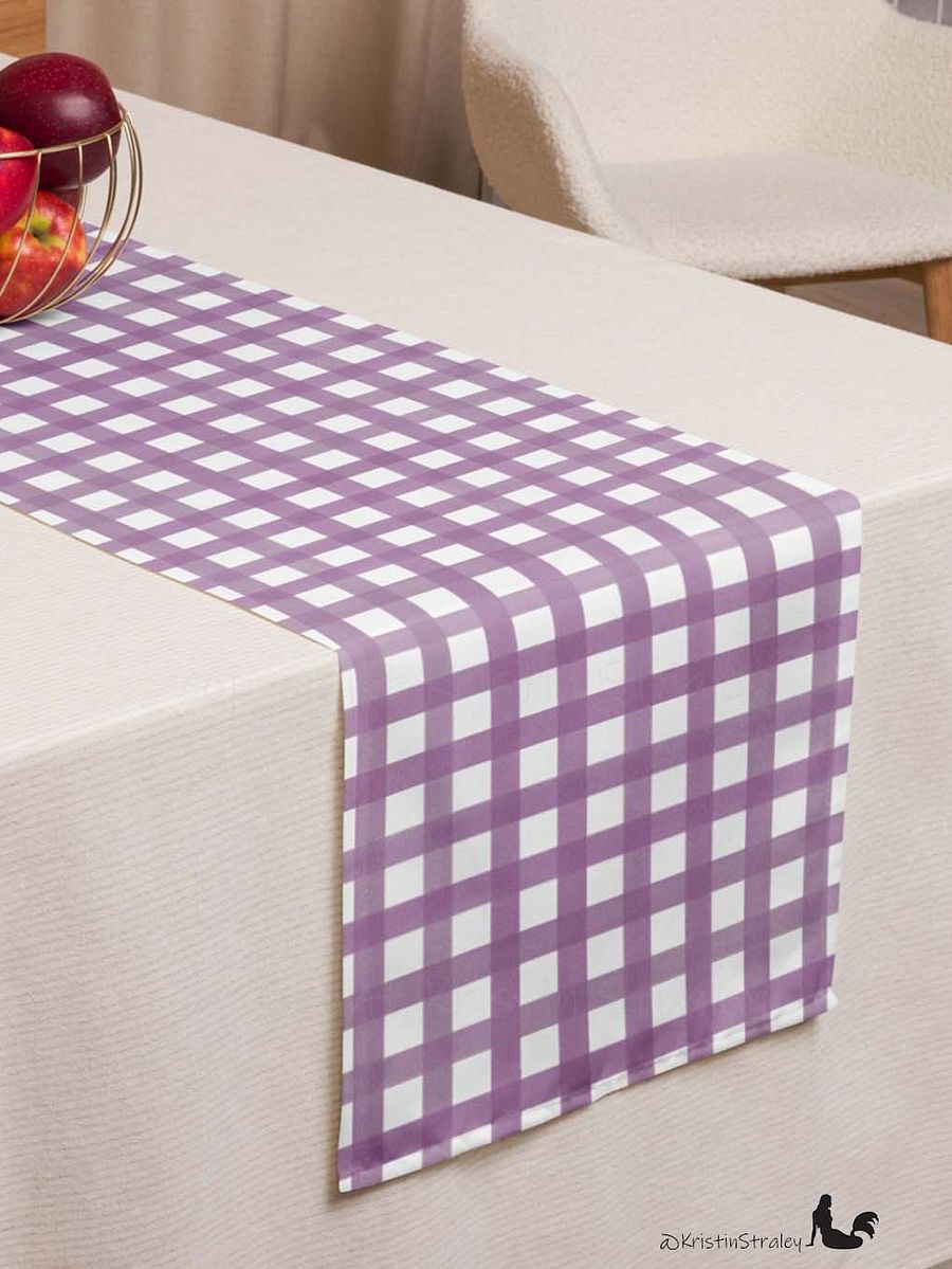 Mauve Gingham Checker on White Table Runner product image (3)