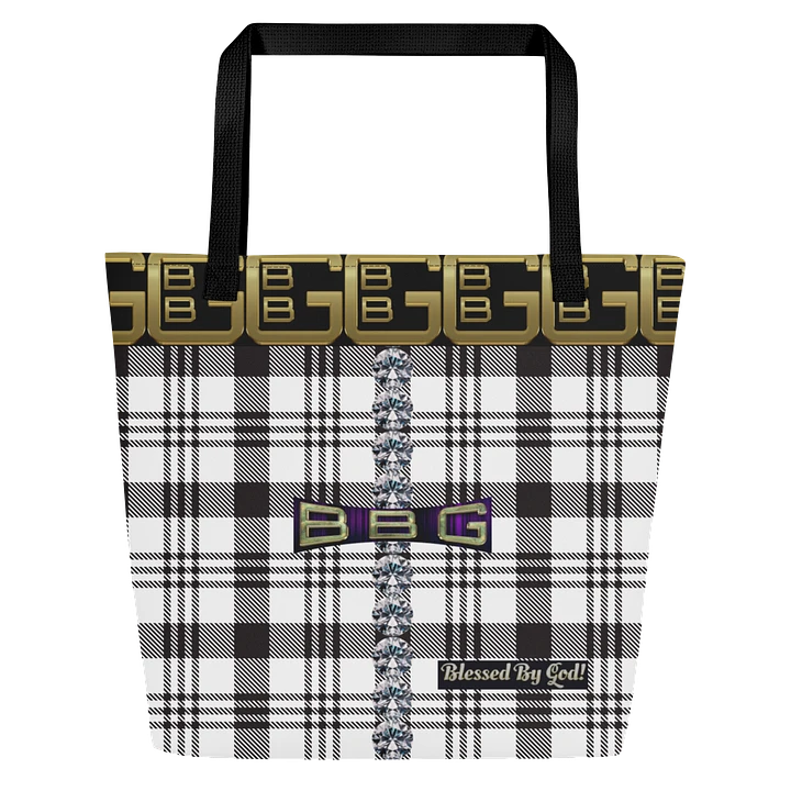 Black and White Plaid with Diamonds BBG Tote Bag with Pocket product image (1)