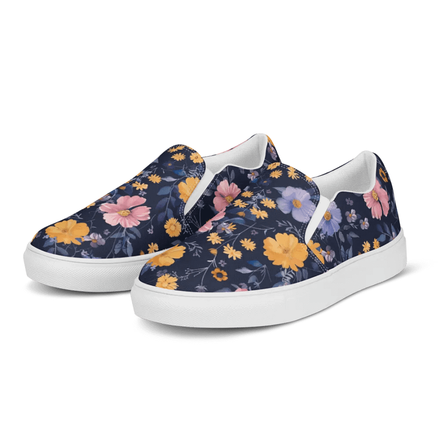 Multicolor Floral Pattern Women's Slip-On Canvas Shoes by Treasure Pie product image (5)