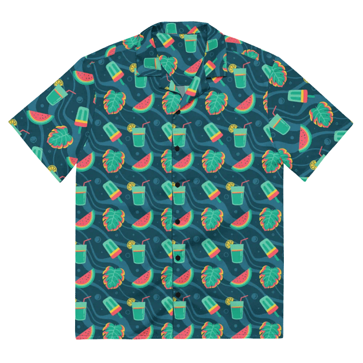 Summer Watermelon Cocktail Hawaiian Shirt product image (2)