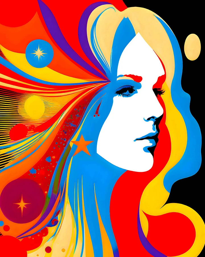Psychedelic Woman Portrait Abstract Art 1970s Matte Poster product image (1)