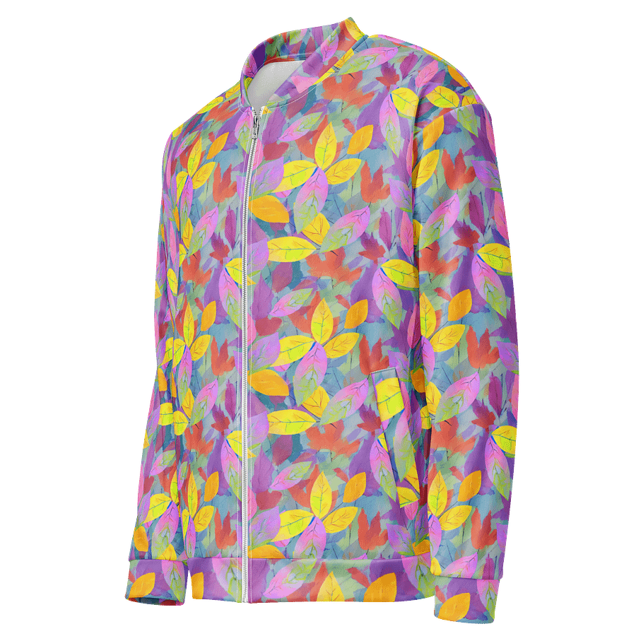 Yellow Pink Leaves Bomber Jacket product image (3)