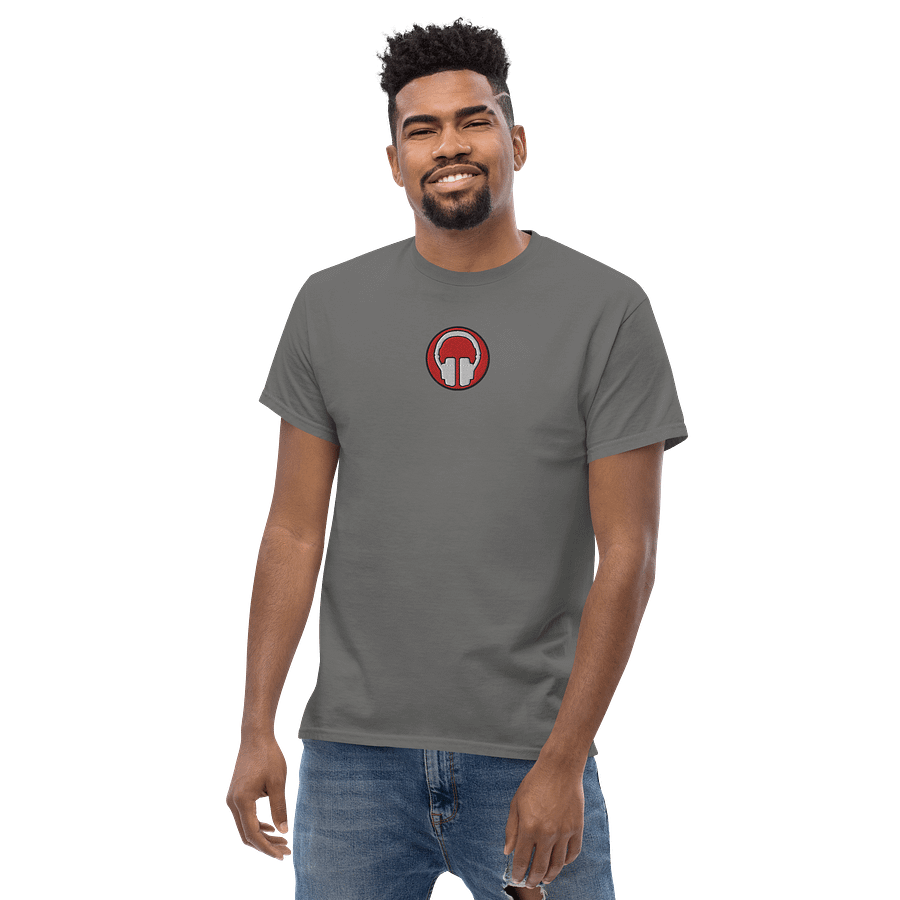 Front & Centre Headphones Embroidered Print Gildan Heavyweight T-Shirt product image (45)