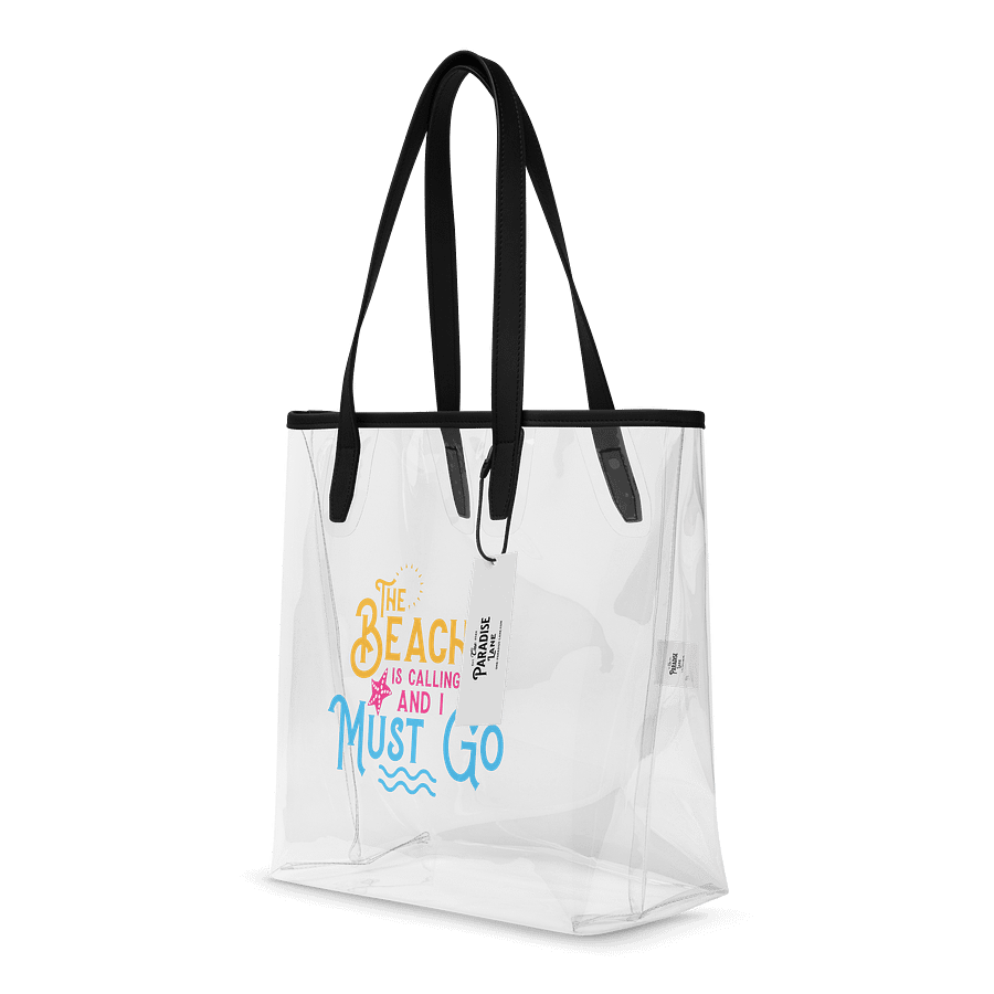 Clear Beach Tote – “The Beach Is Calling and I Must Go” product image (4)