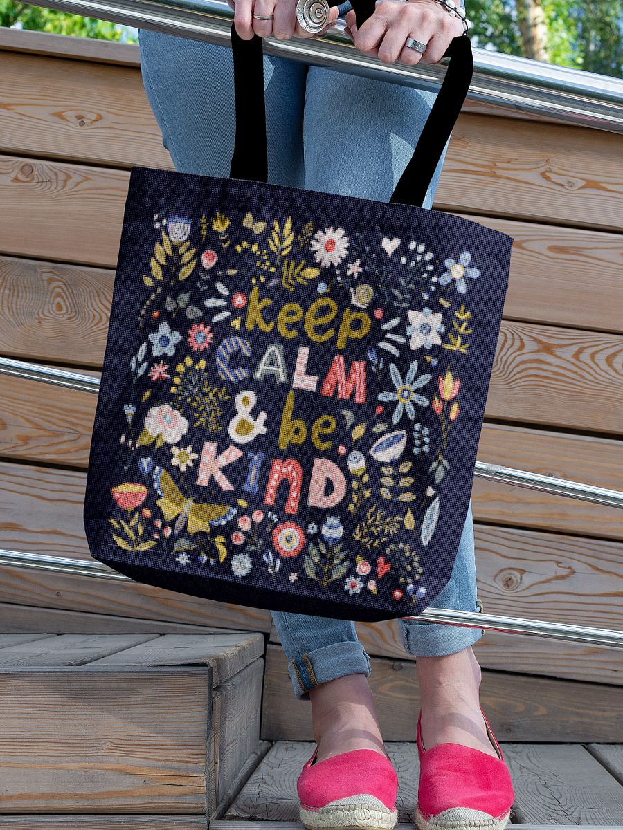 Keep Calm & Be Kind | Whimsical Flowers | Butterfly & Flowers Printable Cross Stitch Pattern for Child's Room product image (4)