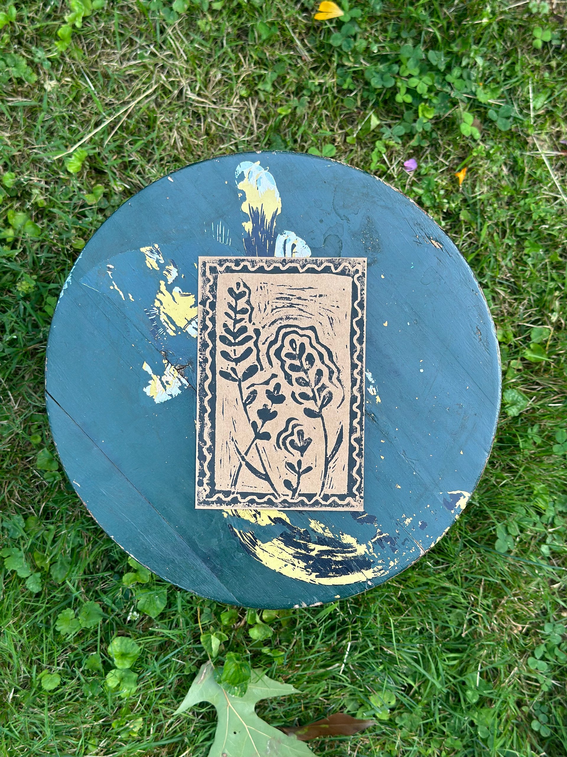 Lavender Block Print Greeting Card (Blank) product image (2)