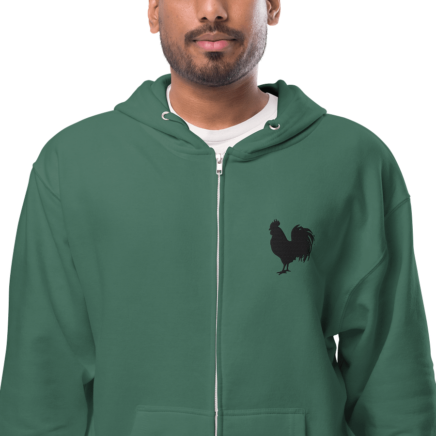 Embroidered Black Rooster Zip-Up Hoodie product image (3)