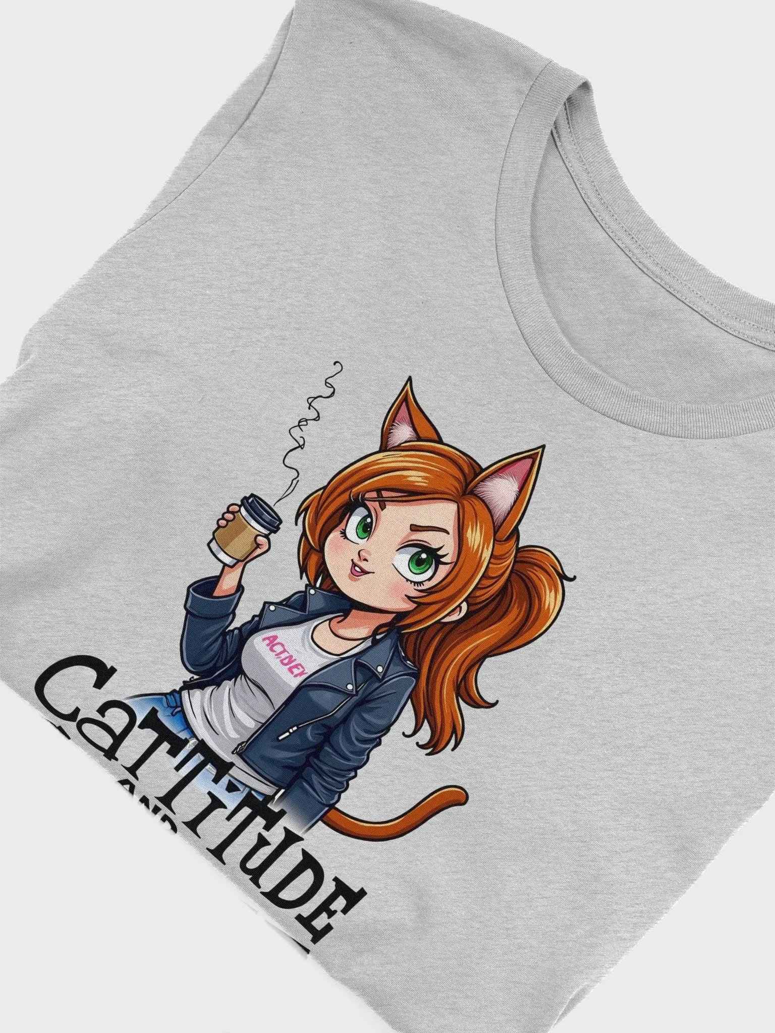 Cat-Titude and Coffee Cartoon T-Shirt product image (48)