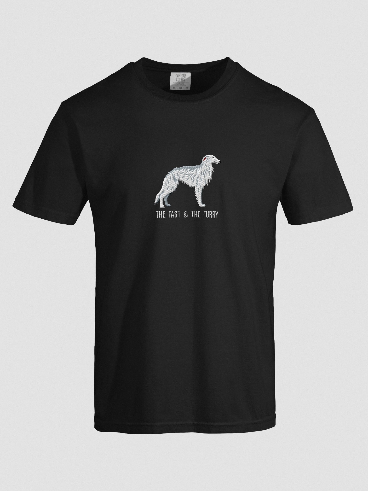 The Fast & The Furry T-Shirt(Embroidered) of a Silken Windhound(White) product image (10)