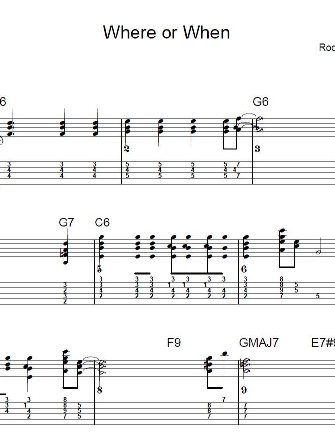 Where or when - Guitar sheet music product image (1)
