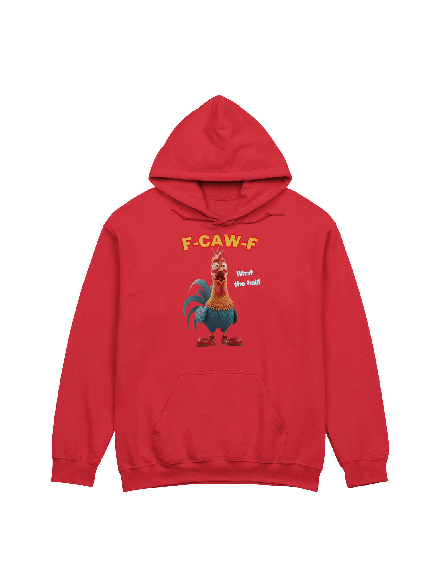 Funny Rooster Hoodie – Big Rooster Graphic Hoodie with “F-CAW-F” & “What the Helli” Slogans – Farm Humor Sweatshirt, Gag Gift product image (3)