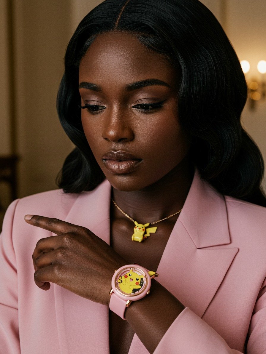 BEATKA PINK WATCH & YELLOW NECKLACE SET product image (1)