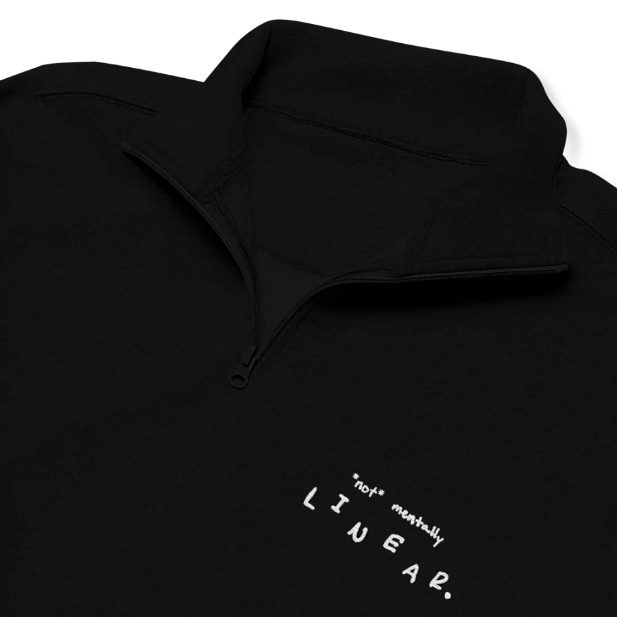 *not* mentally linear. (white) embroidered quarter zip product image (1)