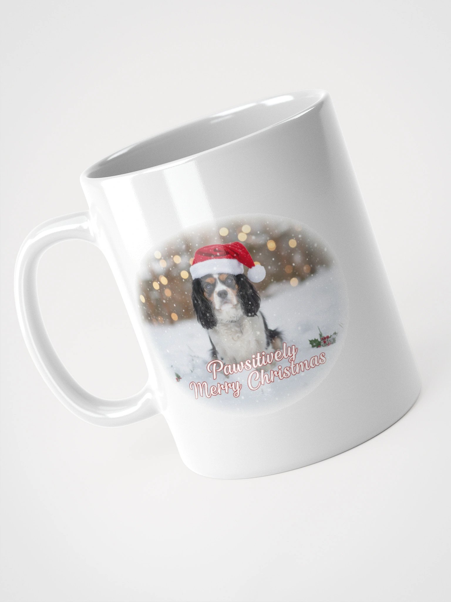 White Glossy Mug with Baxter Pawsitively Merry Christmas product image (4)