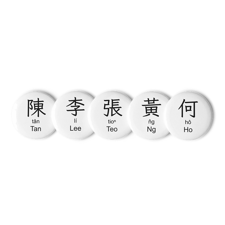 百家姓 Hundred Family Surnames Pin Buttons Set (Hokkien) [Series 1, White] product image (1)