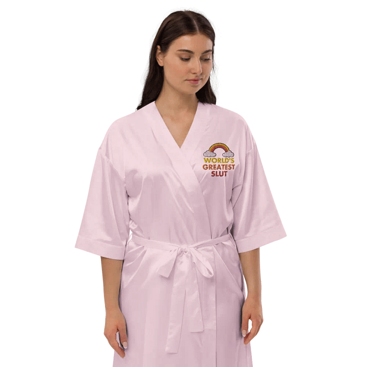 World's Greatest Slut embroidered satin robe product image (2)