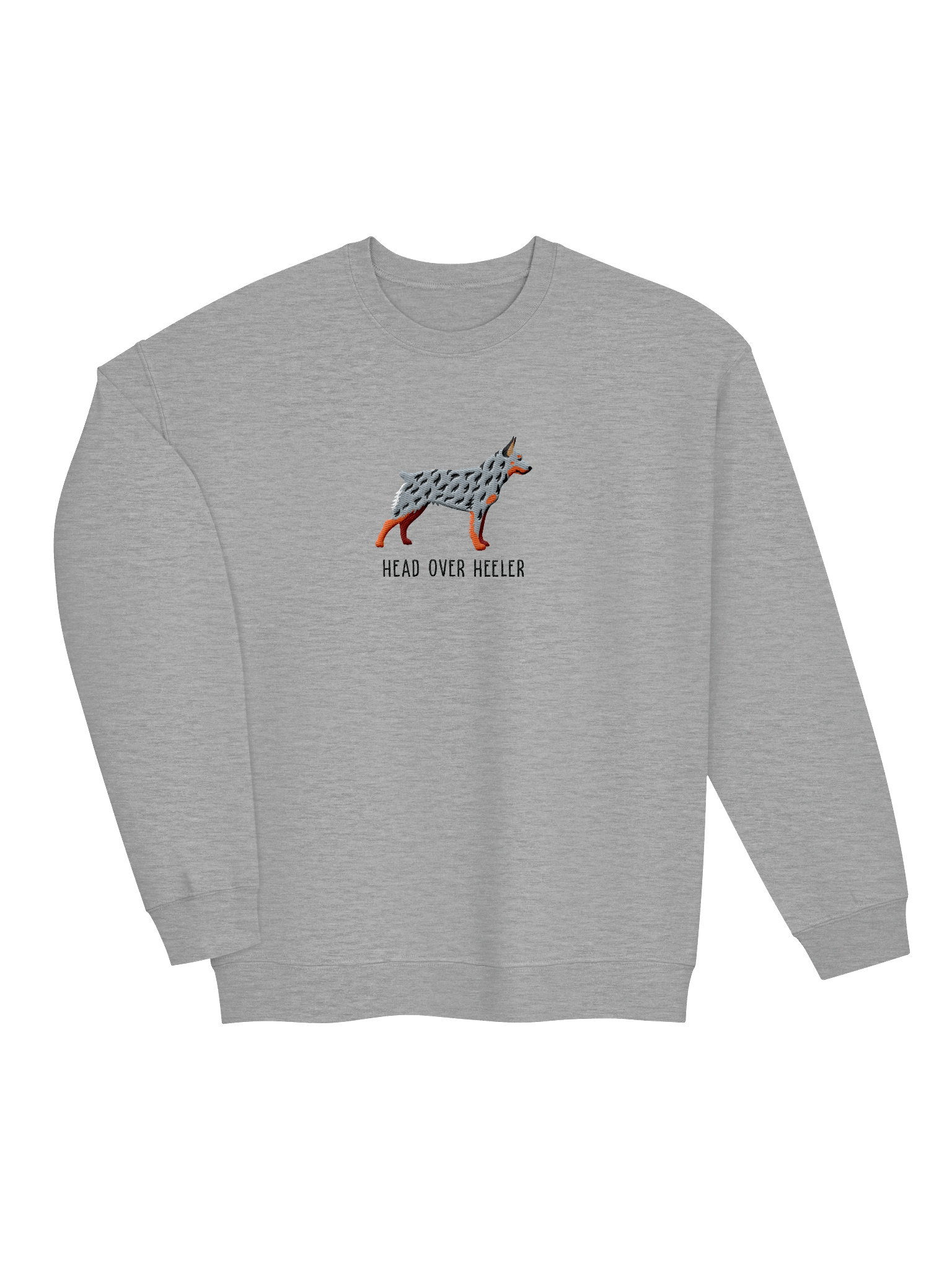 Head Over Heeler Sweatshirt (Embroidered) of an Australian Cattle Dog(Blue Heeler 2, Docked Tail) product image (19)