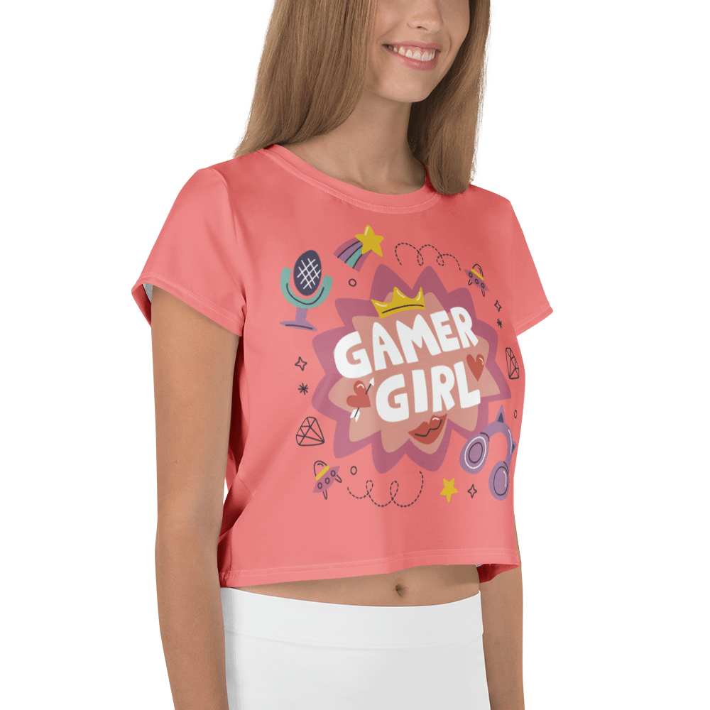 Coral Pink Gamer Girl Crop Tee product image (4)