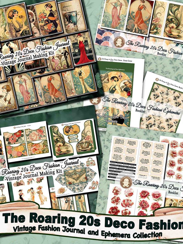 The Roaring 20s Deco Fashion Journal + Ephemera Jumbo kit Digital Download product image (2)