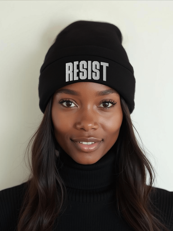 Resist Embroidered Knit Beanie, Resistance Skull Cap product image (1)