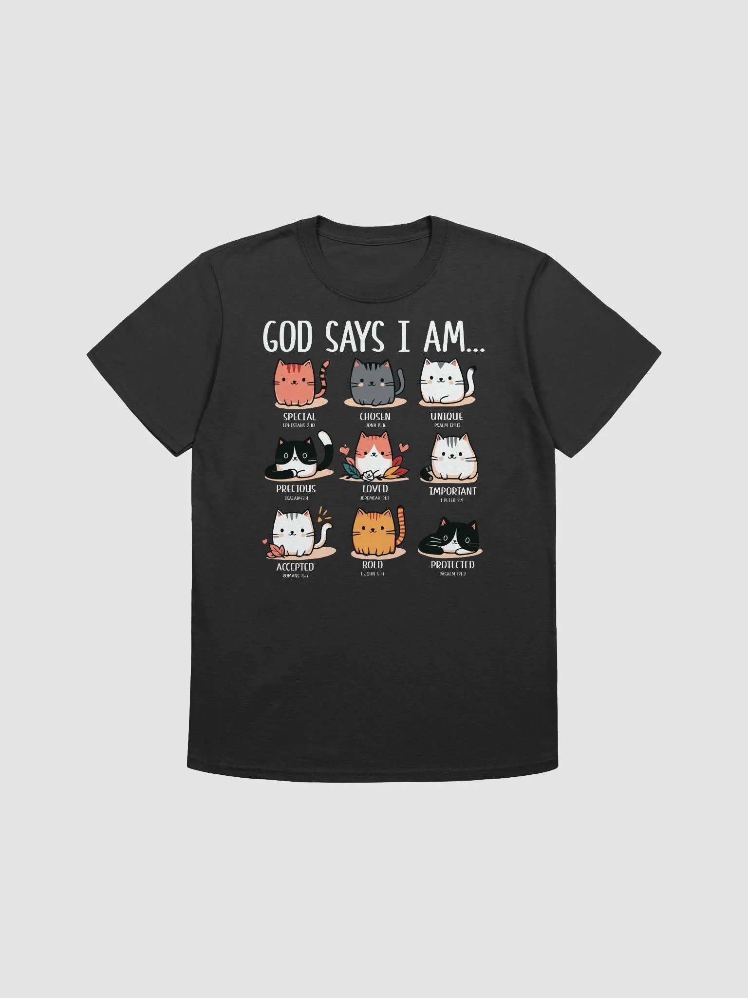 Whimsical Cat Crew T-Shirt -God Says I AM!!! product image (1)