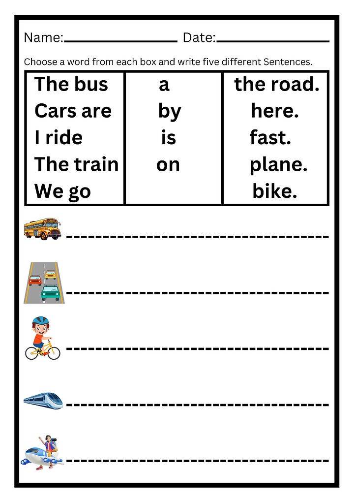 Learn About Transportation : Simple Sentences for Kids product image (2)