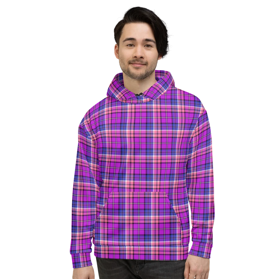 Bright Purple, Pink, and Blue Plaid Hoodie product image (2)