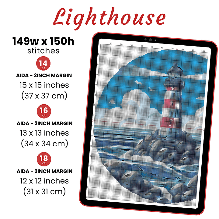 Rocky Lighthouse Cross Stitch Pattern product image (2)