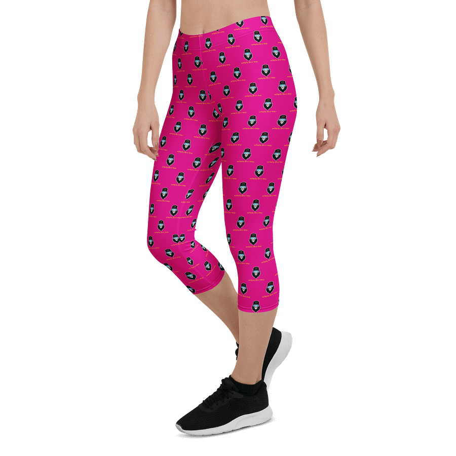 Synthsquatch Fitness Bigfoot Monogram Logo All-Over Print Capri Leggings (Neon Pink) product image (5)