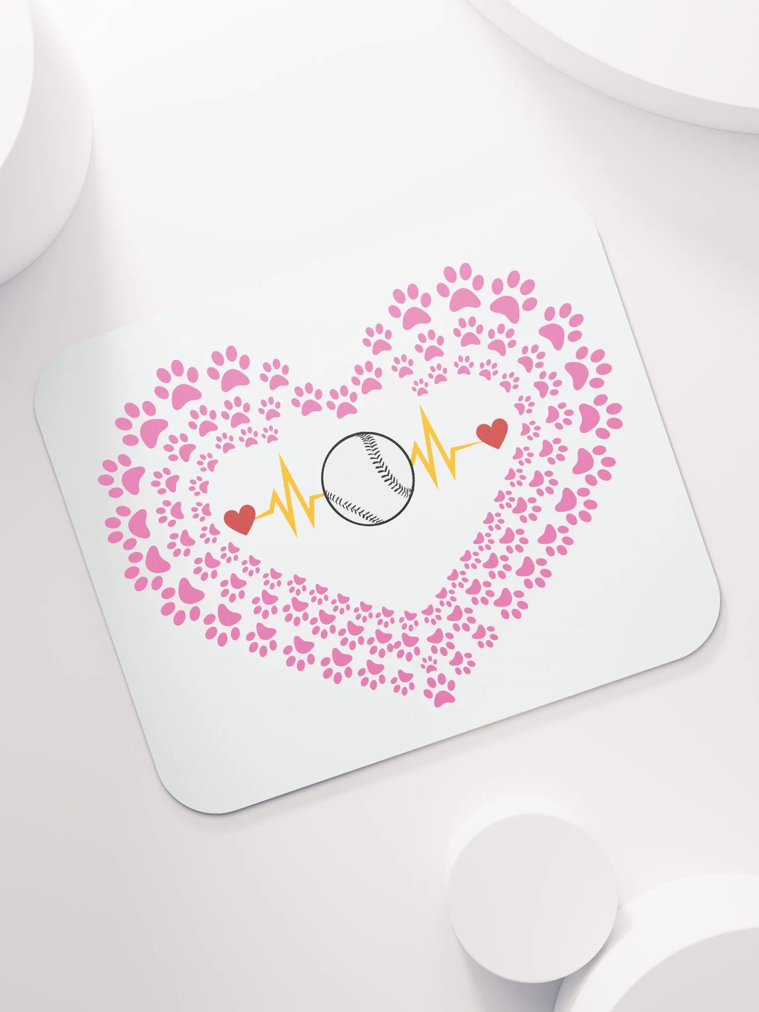 Heart Paw Print Baseball Mouse Pad product image (5)