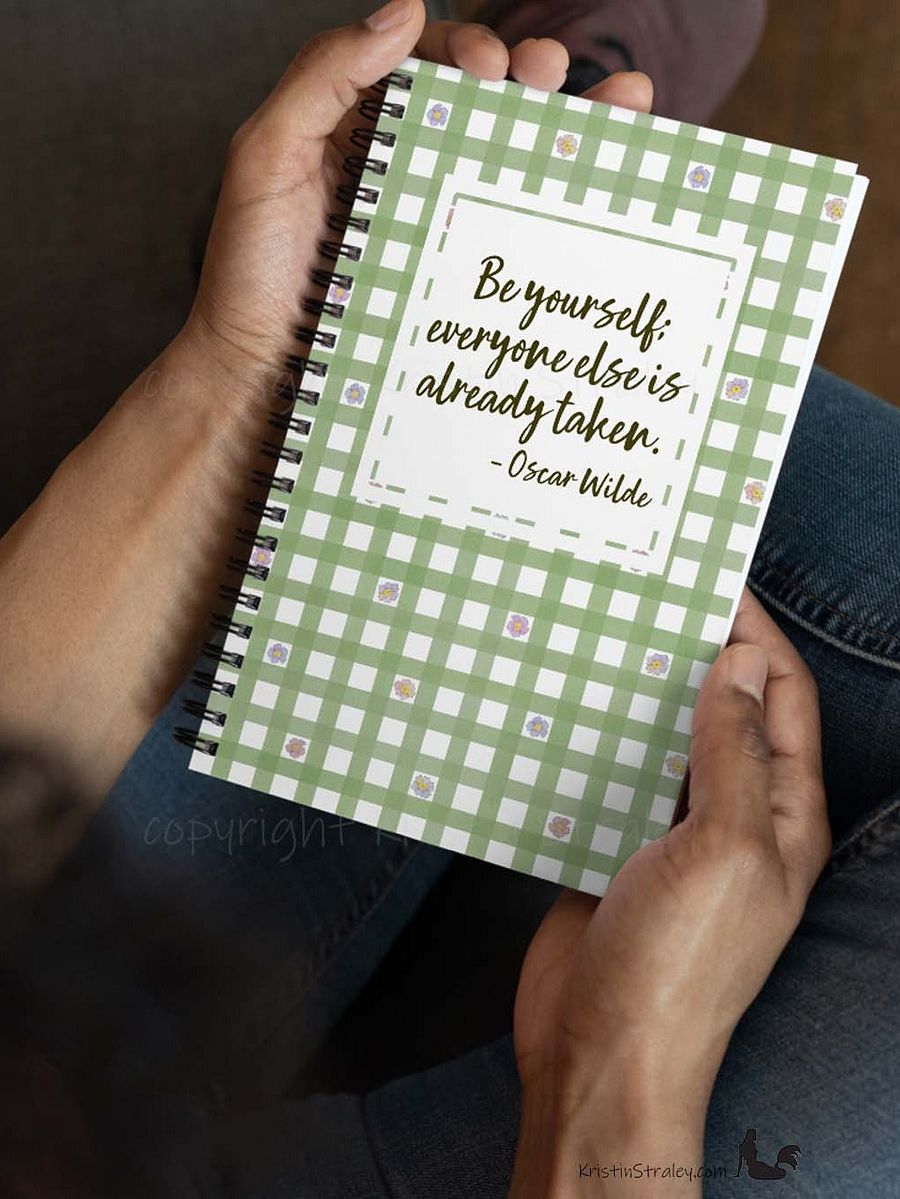 Be Yourself Inspirational Quote on Green Gingham product image (9)