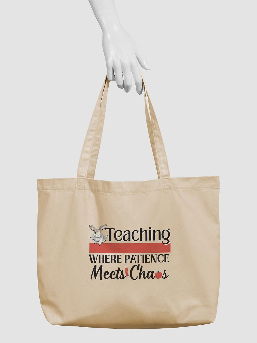 Bunny Teaching Where Patience Meets Chaos, Teacher Eco Tote Bag - Cream product image (4)