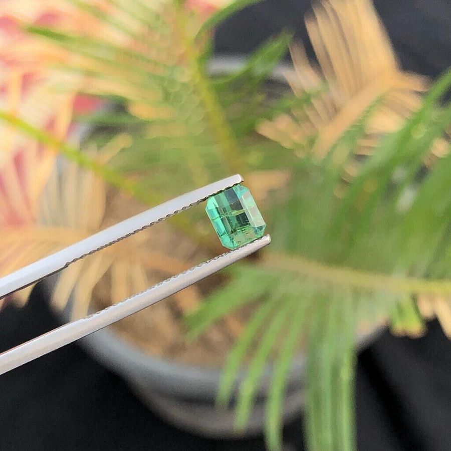 GREEN NATURAL TOURMALINE EMERALD CUT TRANSPARENT GEMSTONE FOR RING, 0.90 CARAT product image (4)