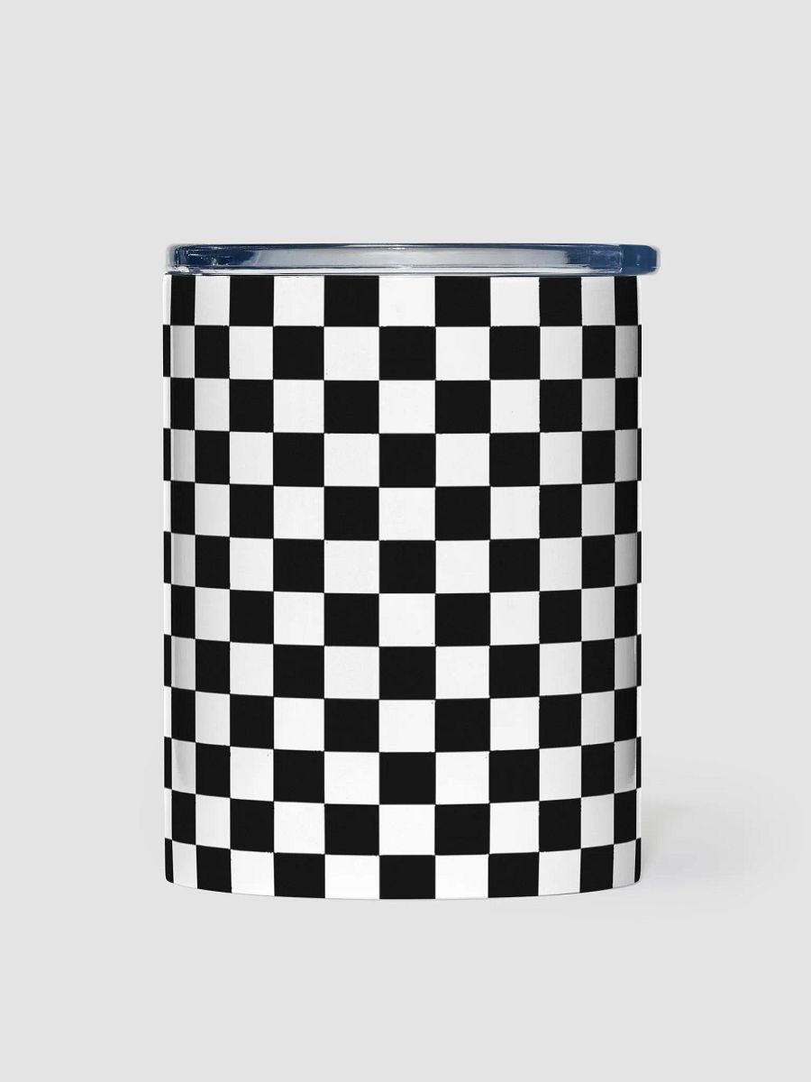 Checkered! Black and White Checkers 10 oz Stainless Steel Tumbler product image (1)