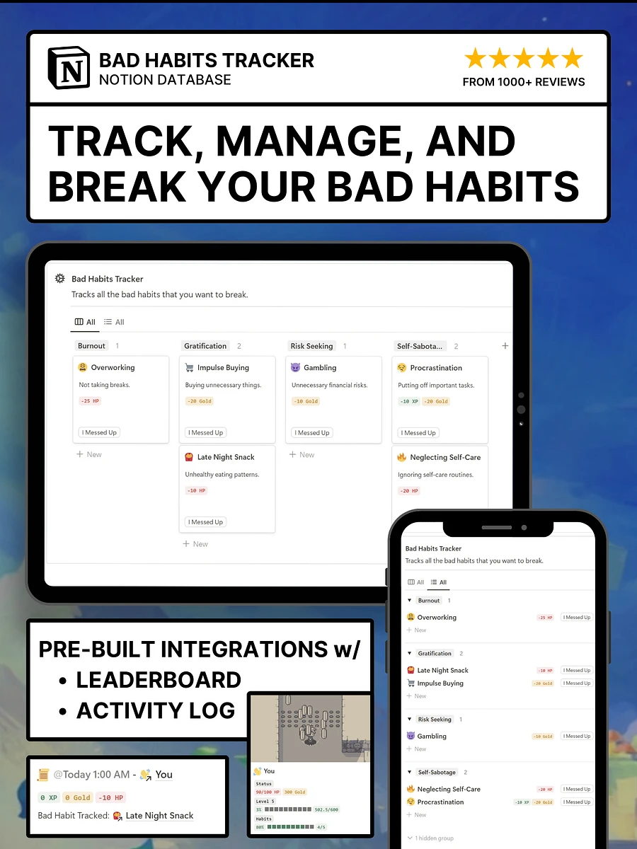 Gamified Habit Tracker Notion Template product image (3)