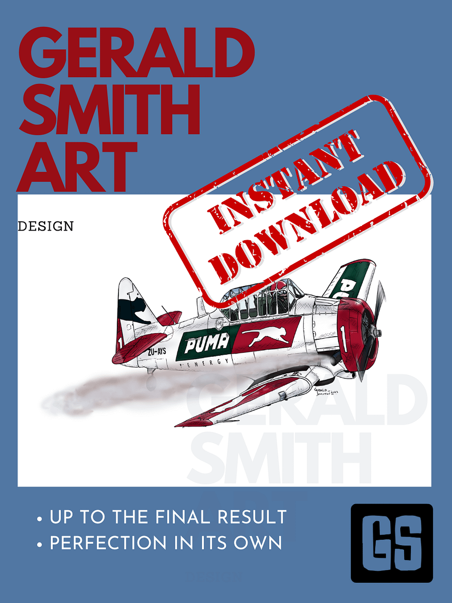 Smoking Aerobatic T-6 Harvard No 1 Aviation Art Gift Printable Wall Art product image (5)