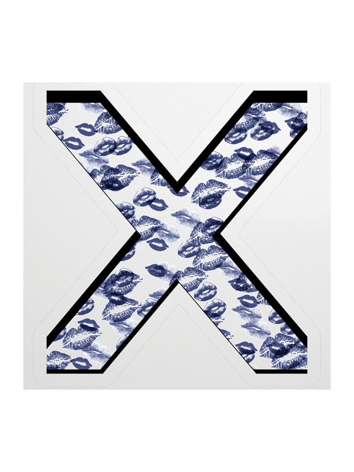 White X Dark Blue Lipstick Kisses | Kiss-cut Sticker product image (1)