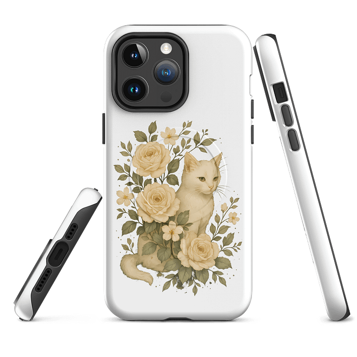 Cottagecore Cat MagSafe® iPhone Case With Roses And Wildflowers product image (4)