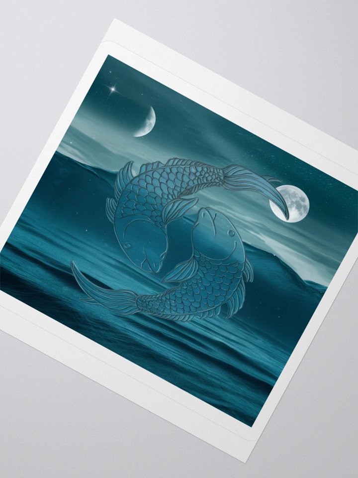 Exclusive Pisces Zodiac Sticker: Celestial Fish in Moonlit Seascape - Perfect for Cars, Laptops, and Astrology Lovers! product image (5)